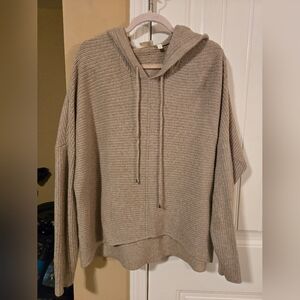 Cyrus Taupe Ribbed Knit Hooded Sweater Sz XL